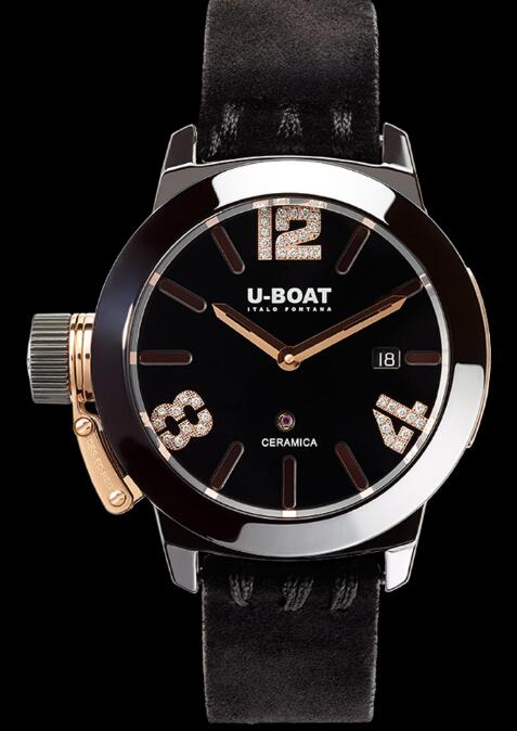 Replica U-BOAT Watch Classico Black Ceramic & Rose Gold 7122